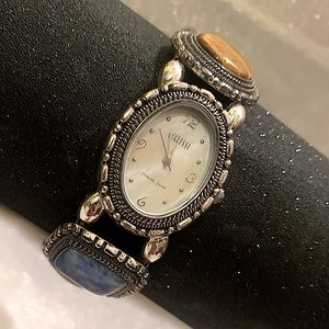 ECCLISSI Sterling Silver Gemstone Bracelet Watch – Multi-Color Beaded